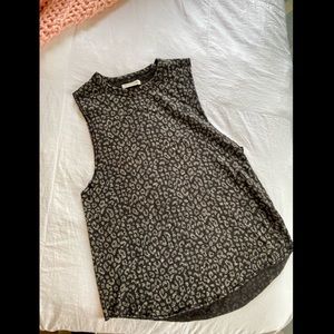 EUC High Neck Leopard Print Tank Top Sz M